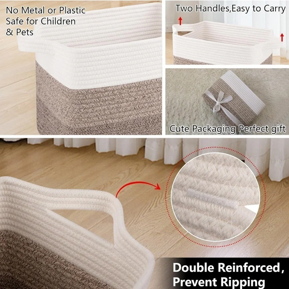 NEW Chic Woven Storage Baskets in Cream and Brown